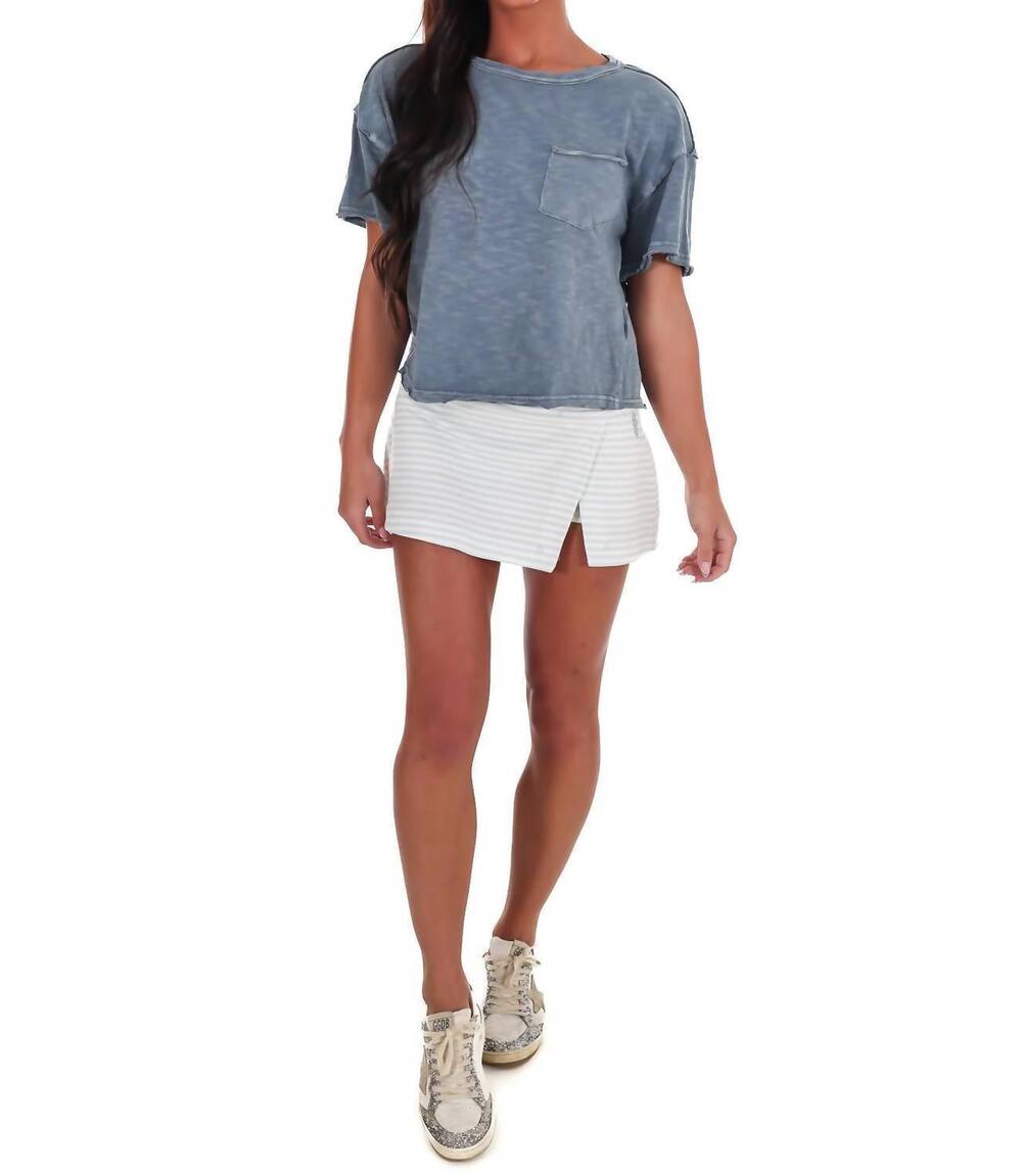 NEW BLU PEPPER women's edge mode cropped tee in ash blue - Picture 7 of 8